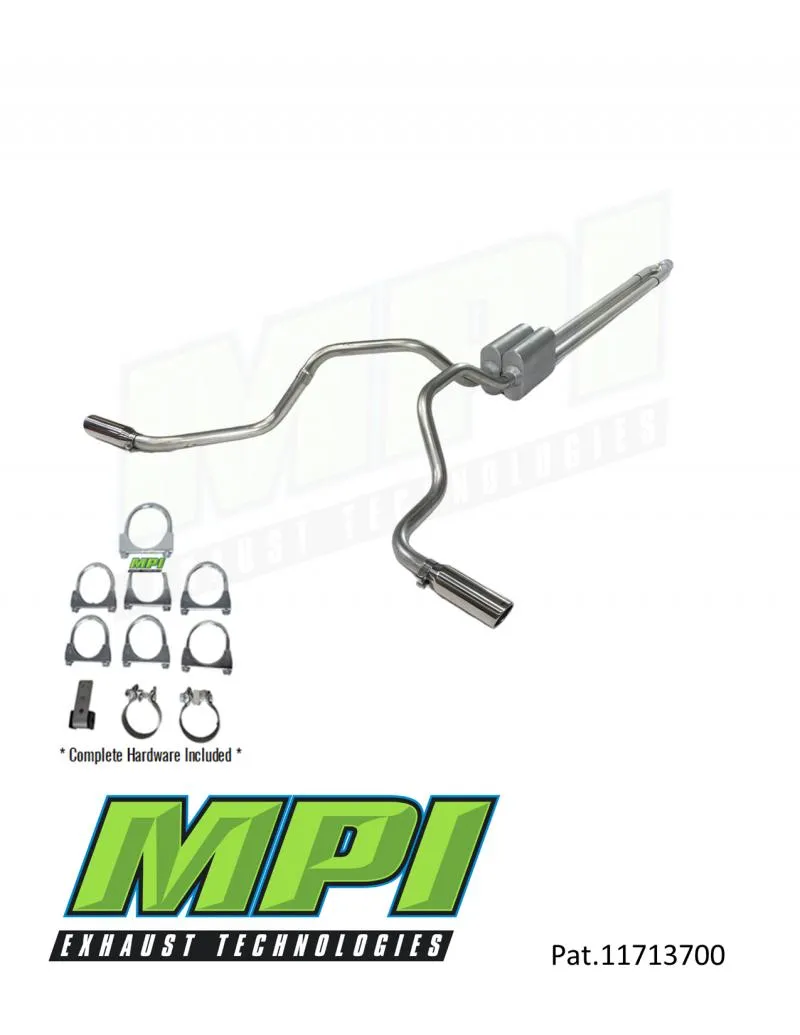 MPI Exhaust Technologies Weld-on Kit w/Mufflers & Polished Bright Chrome Tips Ford - F121-BTTBCM-W